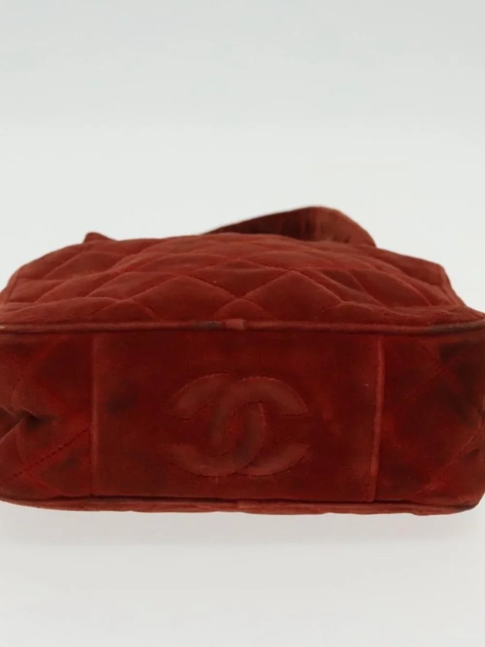 CHANEL Matelasse Hand Bag Velor Orange Gold CC Auth bs19395